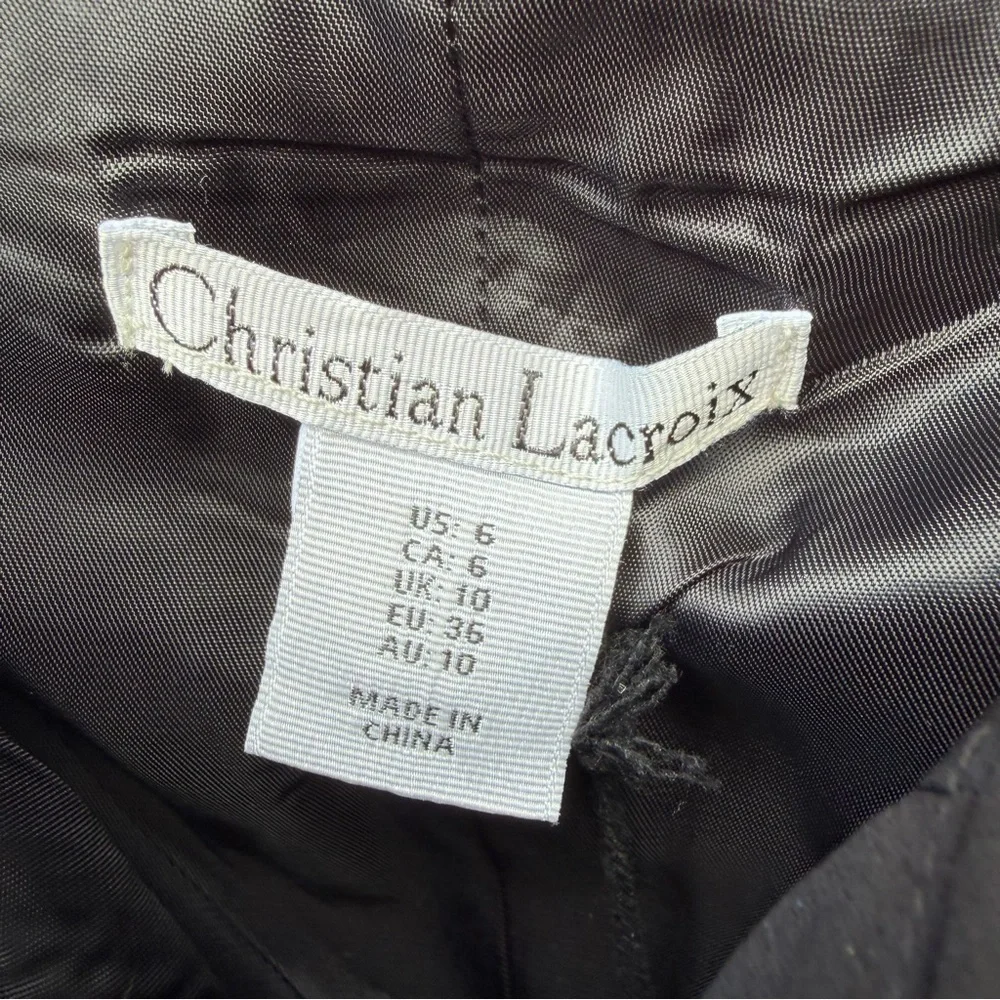 Christian Lacrouix Black Vest New Button Front Bodice  6 sleeveless academia